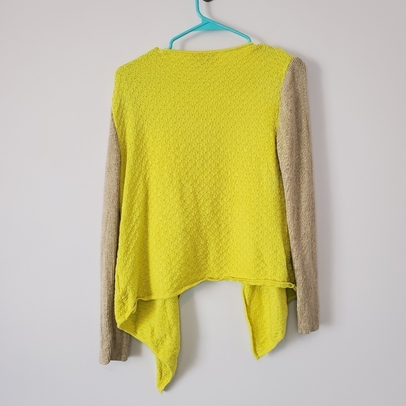 St. John Draped Cardigan Small Neon Yellow Beige - Picture 3 of 10